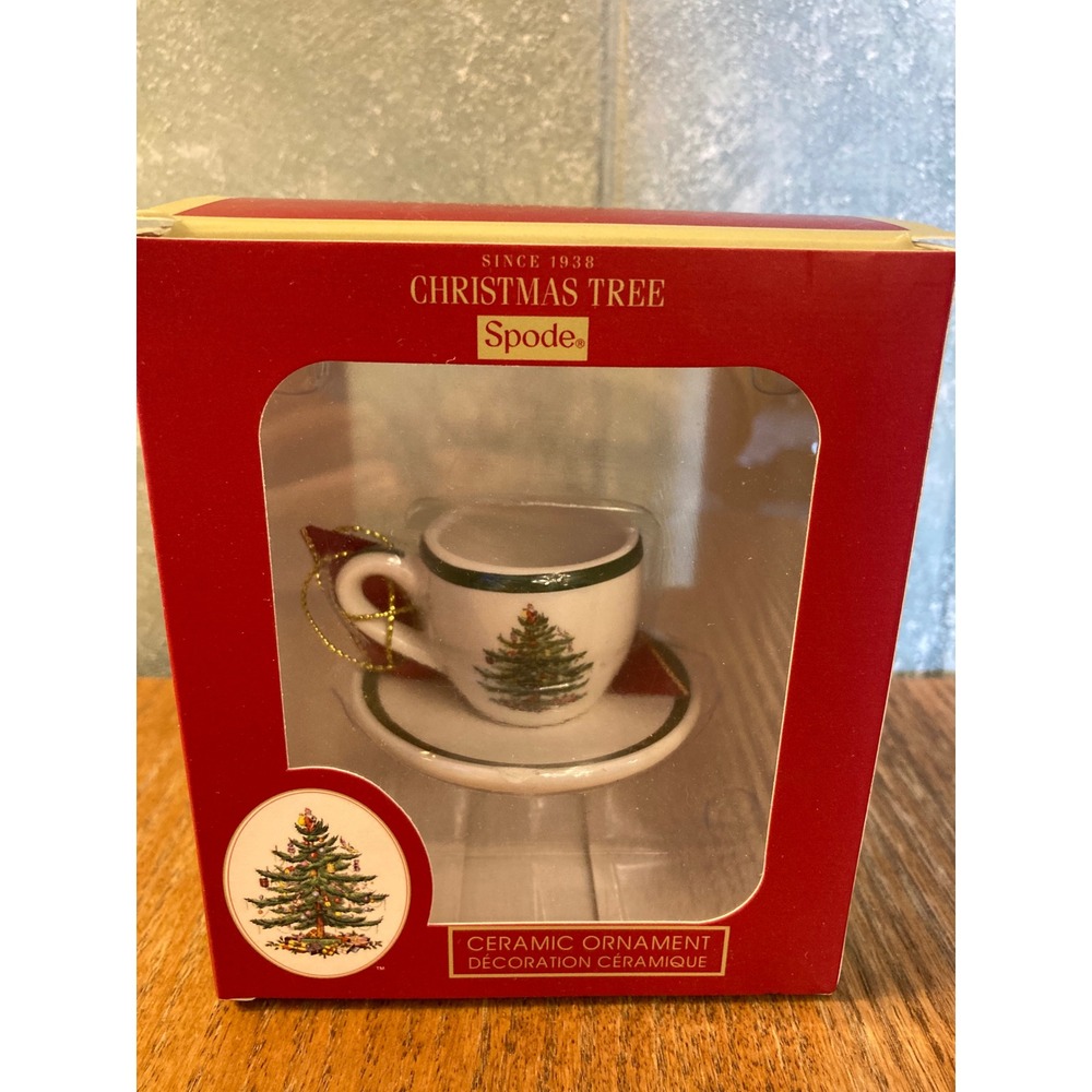Spode Christmas Tree Ceramic Cup and Saucer Ornament XT8488-XC Holiday Decor